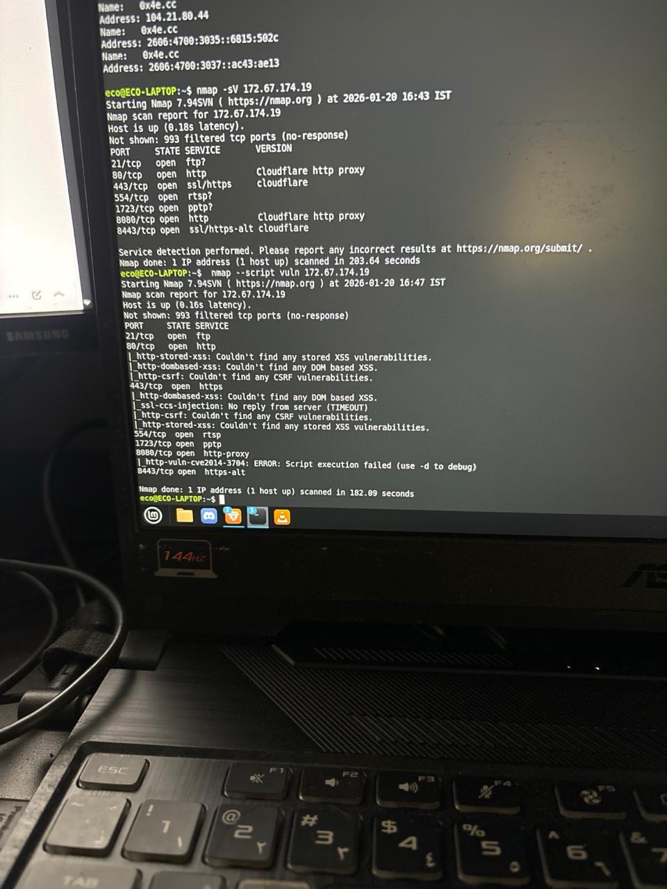 Terminal nmap session